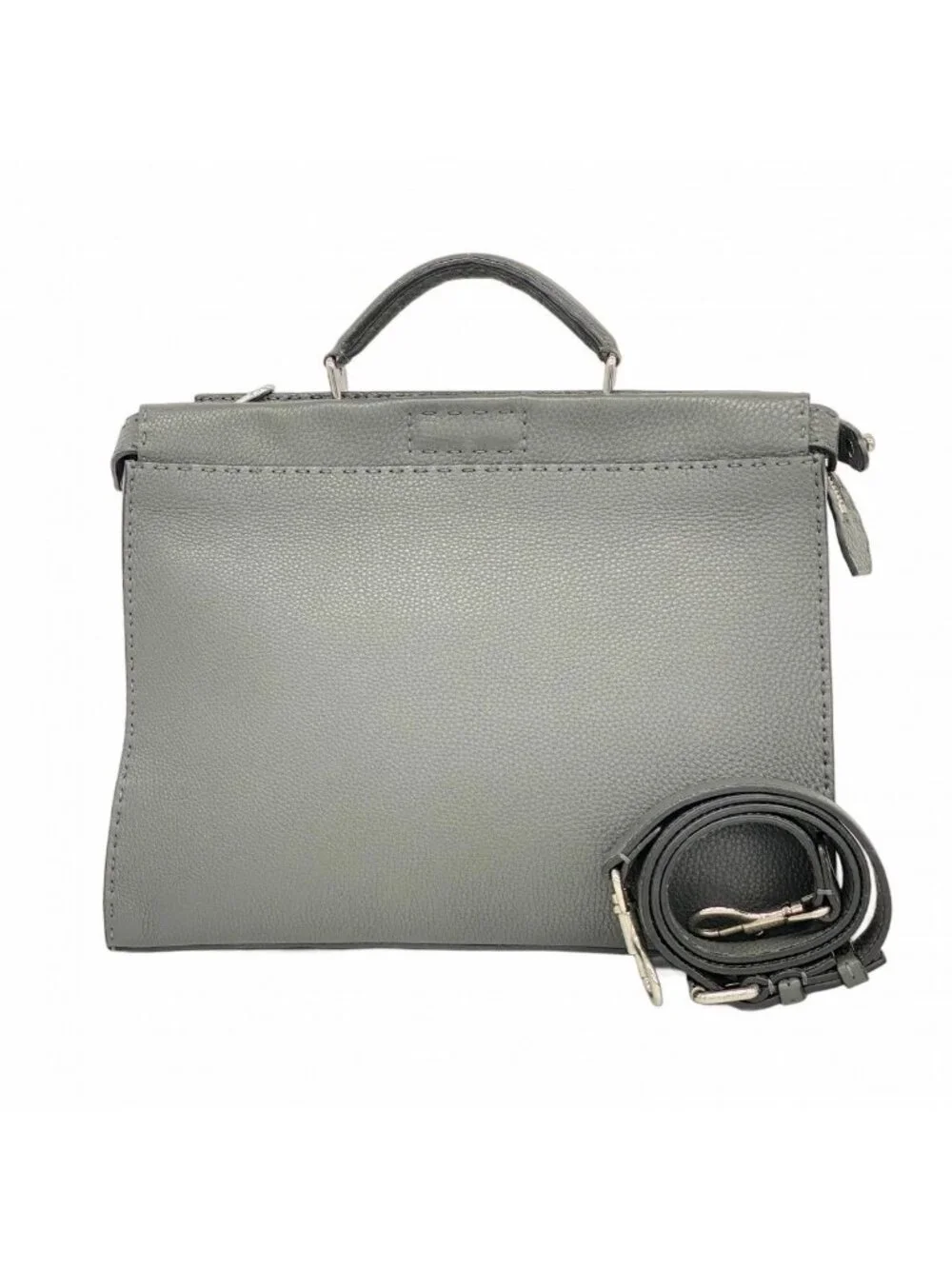 Fendi Handbag Monster Selleria Leather Gray Silver 2-Way